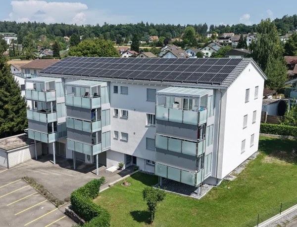 Solar panel on condo building in Menziken, AG